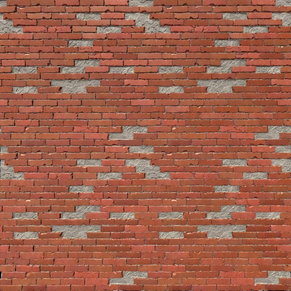 Texture 3D d'un vieux mur de briques avec des briques non empilées - Téléchargement gratuit HD 4K