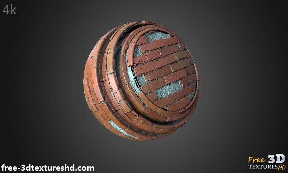 Texture 3D d'un vieux mur de briques avec des briques non empilées - Téléchargement gratuit HD 4K
