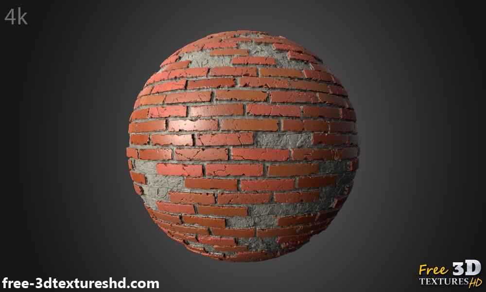 Texture 3D d'un vieux mur de briques avec des briques non empilées - Téléchargement gratuit HD 4K