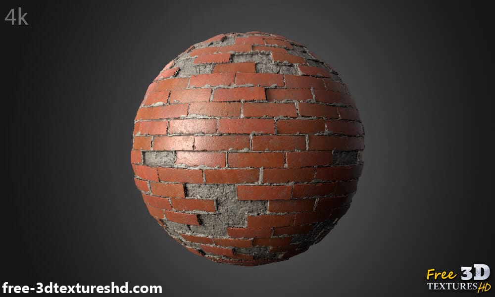 Texture de vieux mur de briques avec des briques non empilées - Matériel PBR HD 4K gratuit