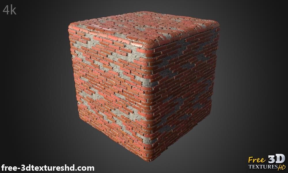 Texture 3D d'un vieux mur de briques avec des briques non empilées - Téléchargement gratuit HD 4K
