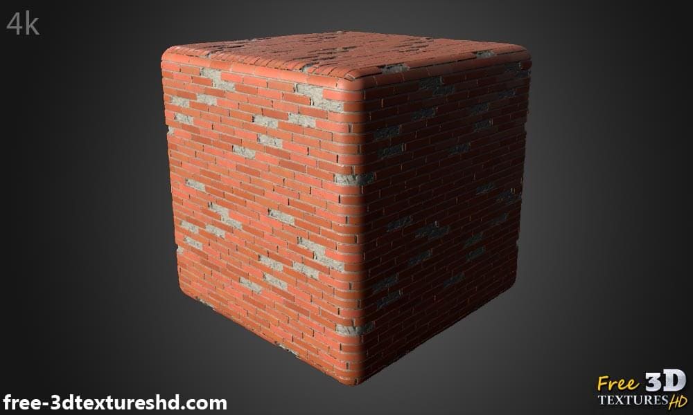 Texture 3D d'un vieux mur de briques avec des briques non empilées - Téléchargement gratuit HD 4K