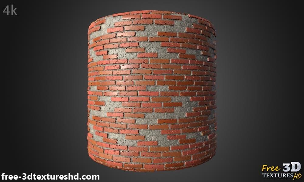 Texture 3D d'un vieux mur de briques avec des briques non empilées - Téléchargement gratuit HD 4K