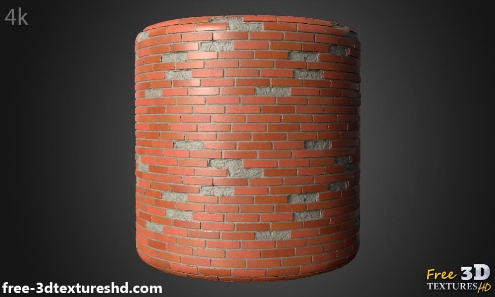 Texture 3D d'un vieux mur de briques avec des briques non empilées - Téléchargement gratuit HD 4K