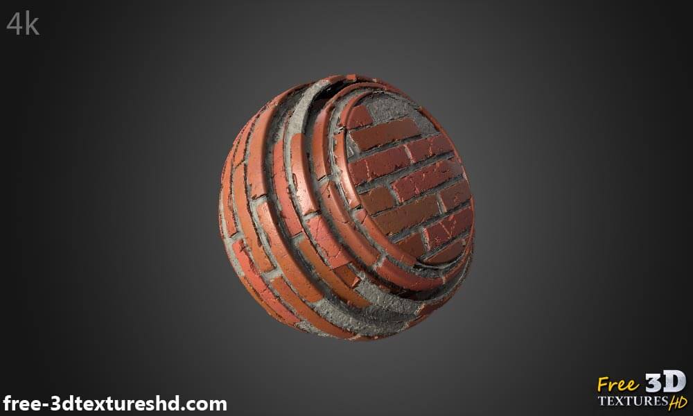Texture 3D d'un vieux mur de briques avec des briques non empilées - Téléchargement gratuit HD 4K