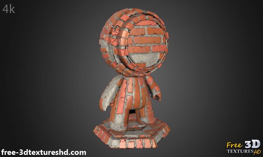 Texture 3D d'un vieux mur de briques avec des briques non empilées - Téléchargement gratuit HD 4K
