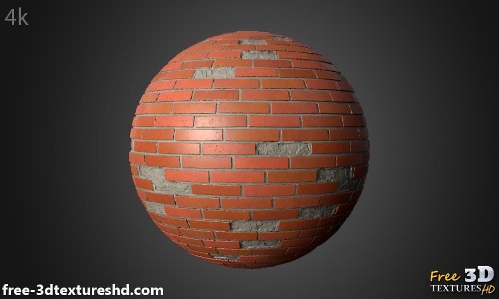 Texture 3D d'un vieux mur de briques avec des briques non empilées - Téléchargement gratuit HD 4K