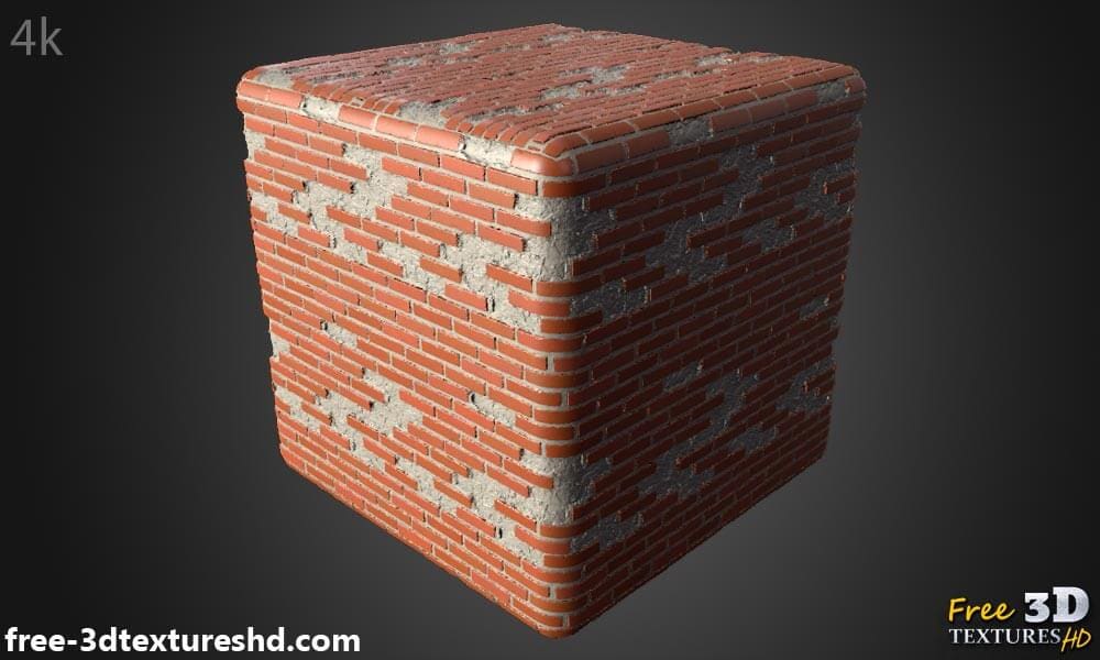 Texture de vieux mur de briques avec des briques non empilées - Matériel PBR HD 4K gratuit