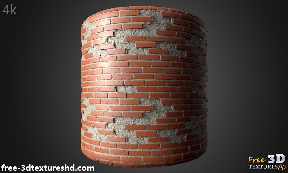 Texture de vieux mur de briques avec des briques non empilées - Matériel PBR HD 4K gratuit