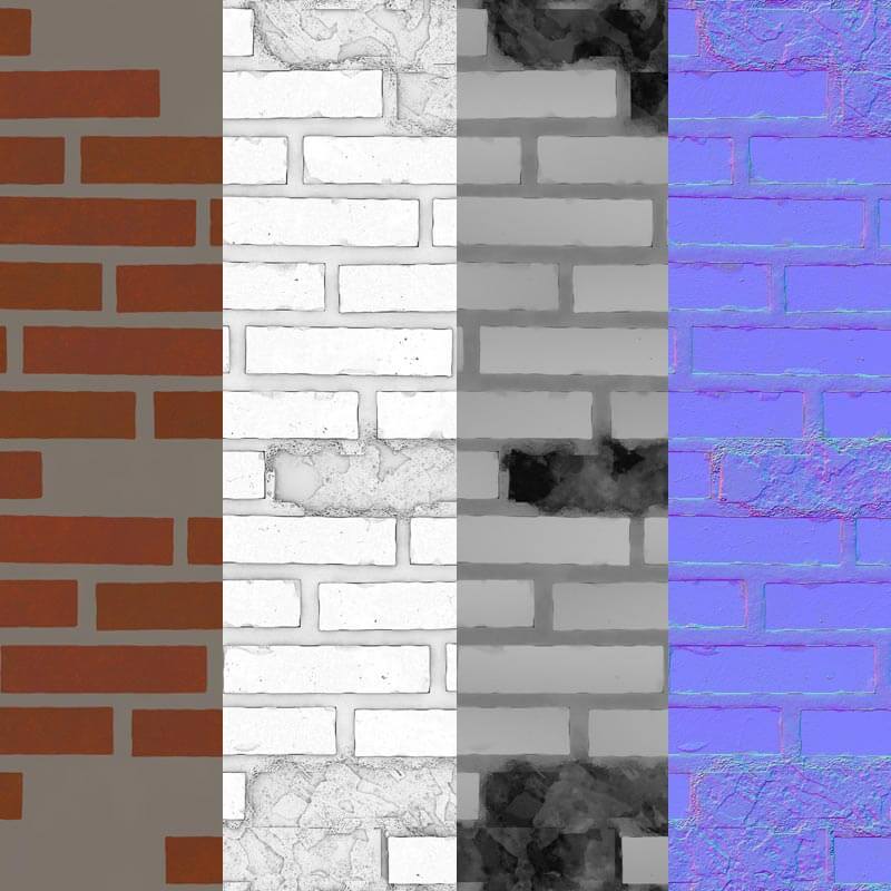 Texture de vieux mur de briques avec des briques non empilées - Matériel PBR HD 4K gratuit