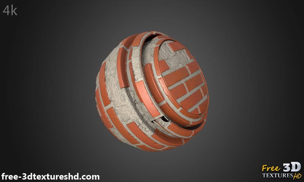 Texture de vieux mur de briques avec des briques non empilées - Matériel PBR HD 4K gratuit