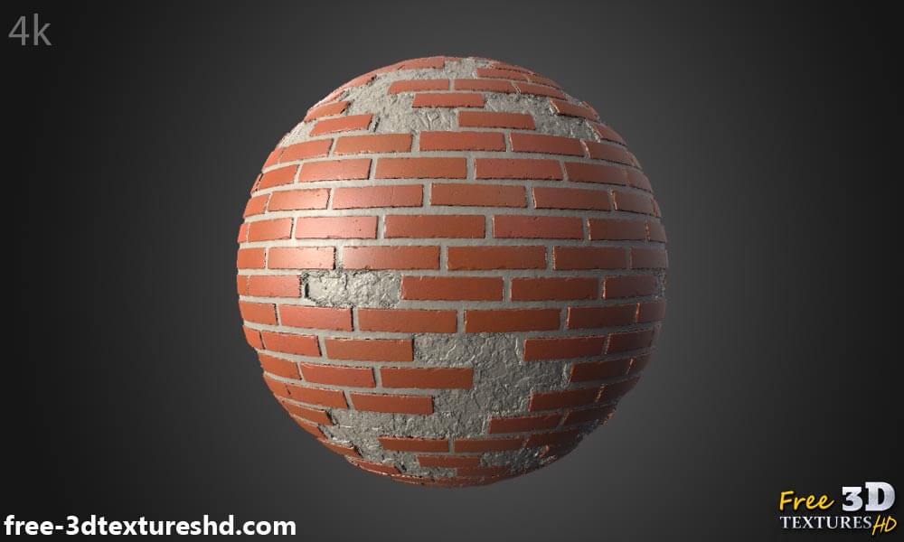 Texture de vieux mur de briques avec des briques non empilées - Matériel PBR HD 4K gratuit