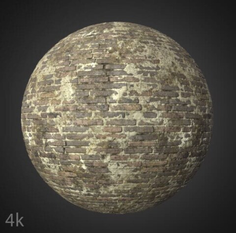 Texture de vieux mur de briques avec des briques en vrac - Téléchargement gratuit de cartes de matériaux HD 4K PBR