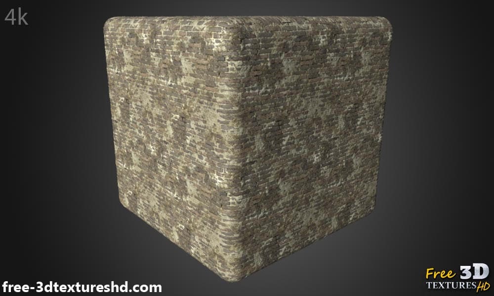 Texture de vieux mur de briques avec des briques en vrac - Téléchargement gratuit de cartes de matériaux HD 4K PBR