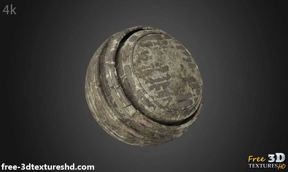 Texture de vieux mur de briques avec des briques en vrac - Téléchargement gratuit de cartes de matériaux HD 4K PBR