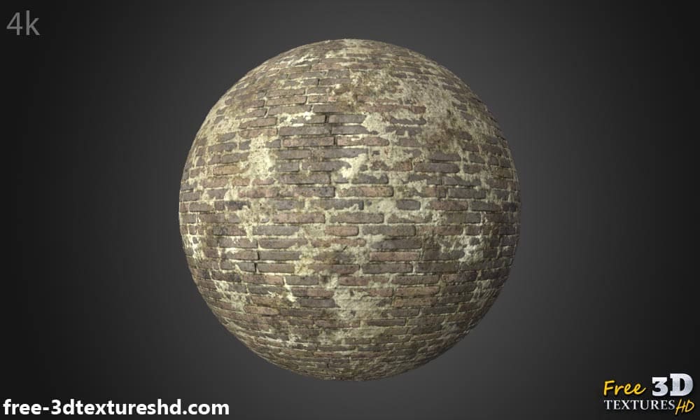 Texture de vieux mur de briques avec des briques en vrac - Téléchargement gratuit de cartes de matériaux HD 4K PBR