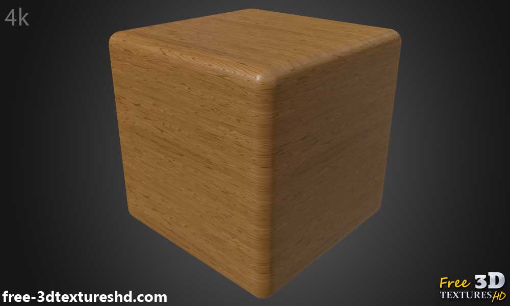 Rendu de cube de matériau PBR de texture de bois brun classique HD 4K gratuit
