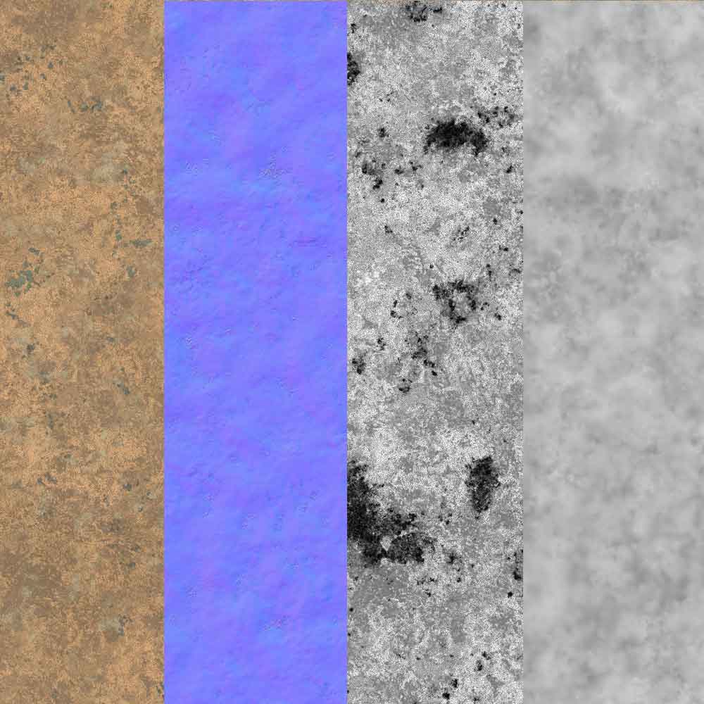 Texture 3D PBR de vieux  Cuivre Ancien Sans Couture Haute Résolution Téléchargement Gratuit 4k