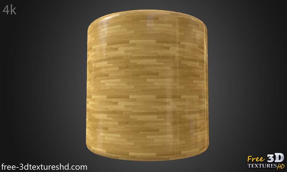 Texture du sol en bois de parquet brillant HD 4K - Matériau PBR sans couture gratuit pour le design 3D