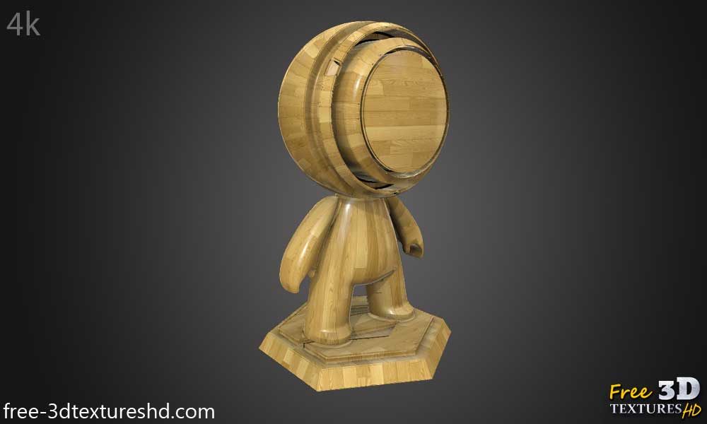 Texture du sol en bois de parquet brillant HD 4K - Matériau PBR sans couture gratuit pour le design 3D