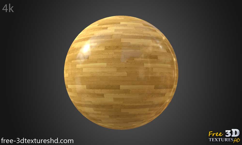 Texture du sol en bois de parquet brillant HD 4K - Matériau PBR sans couture gratuit pour le design 3D