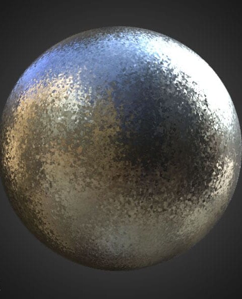 Texture aluminium galvanisé - Matériau PBR sans couture gratuit pour la conception 3D
