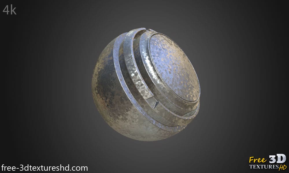 Texture aluminium galvanisé - Matériau PBR sans couture gratuit pour la conception 3D