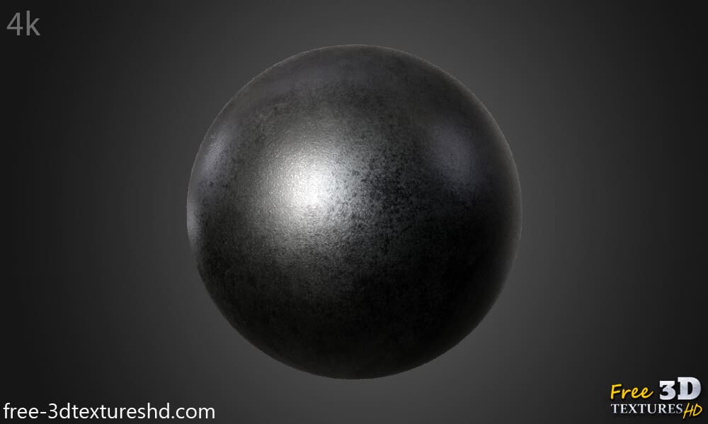 Texture 3D fer fonte métallique noire PBR haute résolution téléchargement gratuit HD 4k