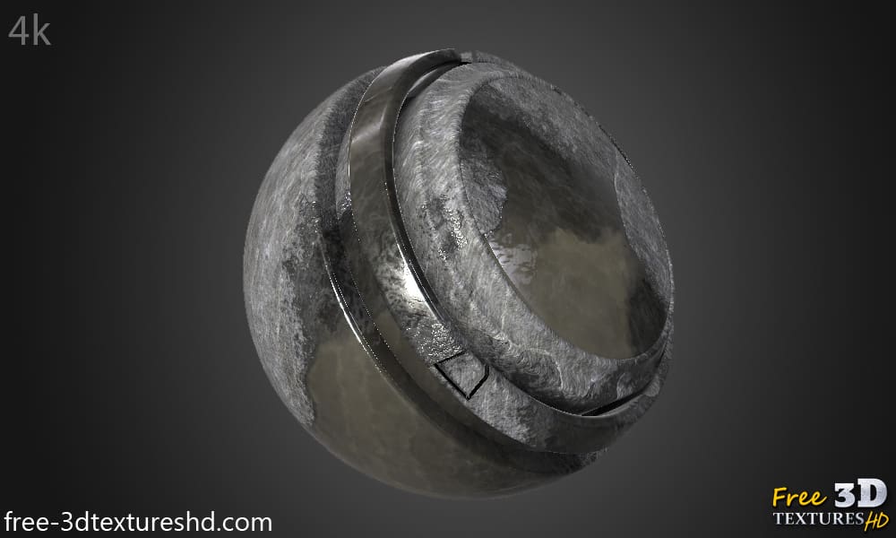 Texture 3D en matériau PBR pour sol mouillé en béton, haute résolution, HD 4K, téléchargement gratuit avec rendu