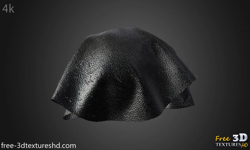 Fond d'écran HD 4K en cuir noir endommagé et vieilli - Matériau PBR gratuit pour la conception 3D
