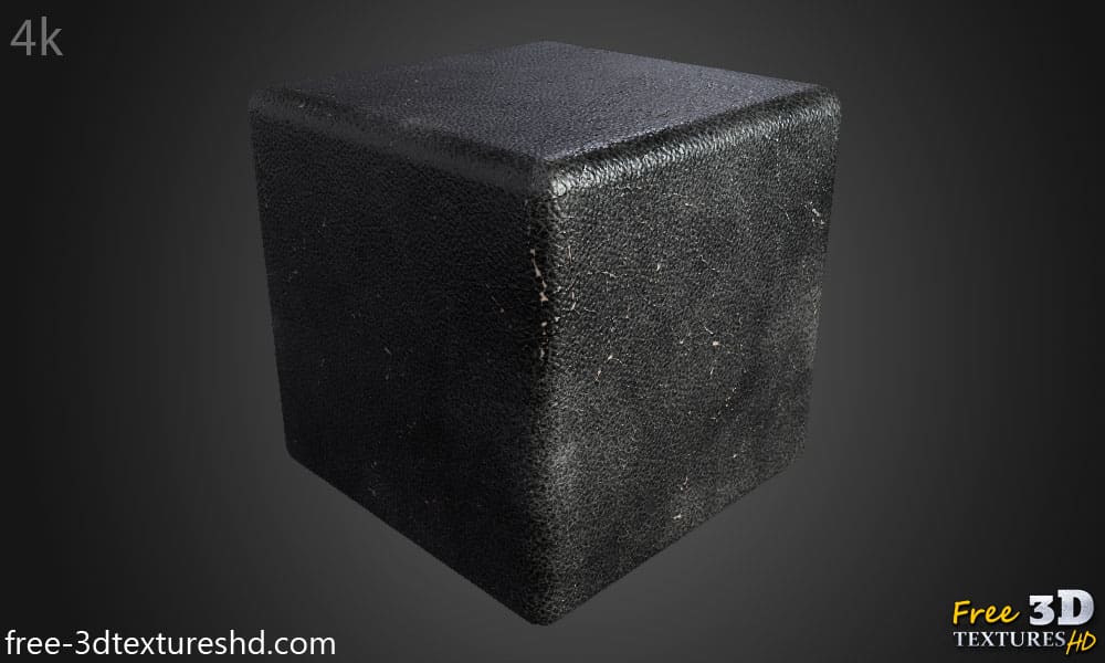 Fond d'écran HD 4K en cuir noir endommagé et vieilli - Matériau PBR gratuit pour la conception 3D