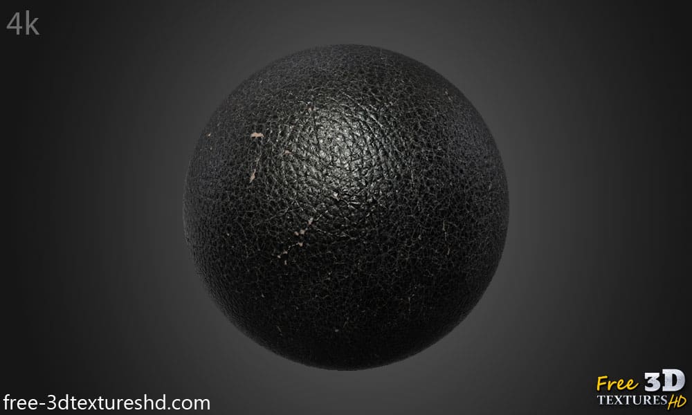 Fond d'écran HD 4K en cuir noir endommagé et vieilli - Matériau PBR gratuit pour la conception 3D