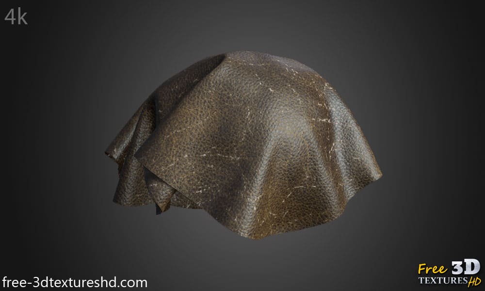Fond d'écran HD 4K en cuir marron abimé et endommagé - Matériau PBR gratuit pour la conception 3D