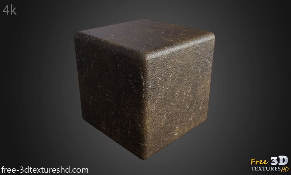 Fond d'écran HD 4K en cuir marron abimé et endommagé - Matériau PBR gratuit pour la conception 3D