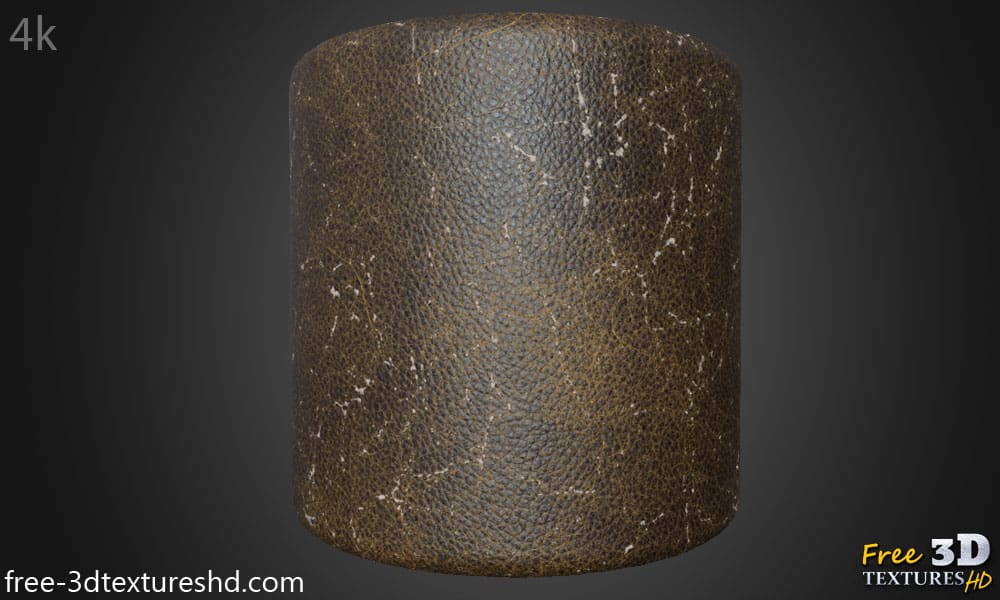 Fond d'écran HD 4K en cuir marron abimé et endommagé - Matériau PBR gratuit pour la conception 3D