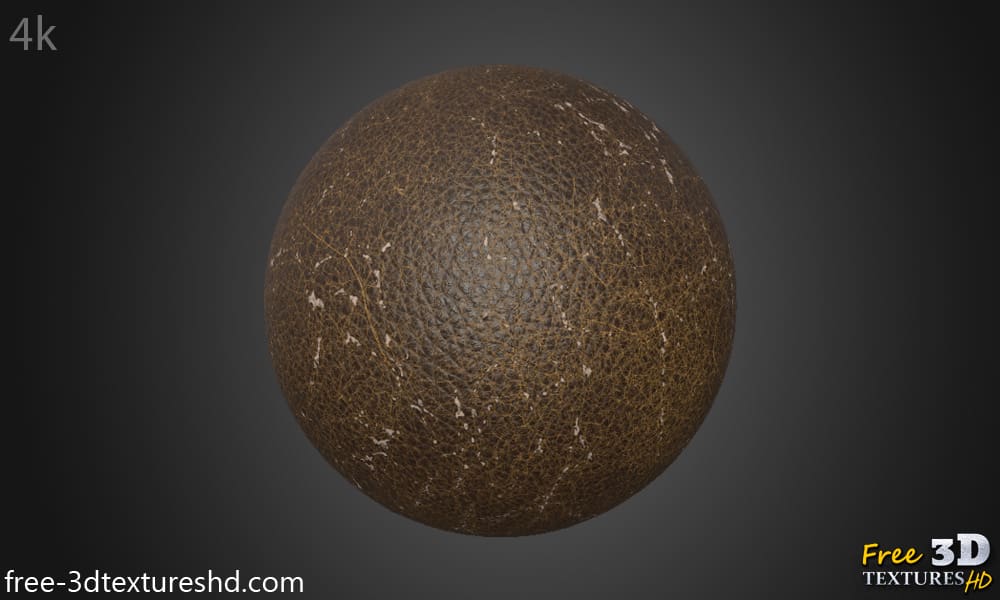 Fond d'écran HD 4K en cuir marron abimé et endommagé - Matériau PBR gratuit pour la conception 3D