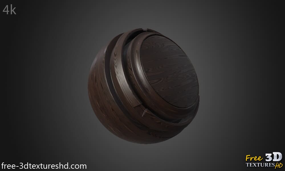 Fond d'écran HD 4K avec texture de bois foncé - Matériau PBR gratuit pour la conception 3D