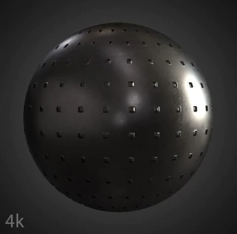 Metal Panel with Square Dots Texture Wallpaper HD 4K - Free Seamless PBR Material for 3D Design texturing and rendering