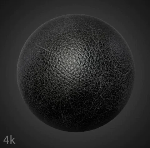 Scratched Black Leather Texture Wallpaper HD 4K - Seamless PBR Material for 3D texturing