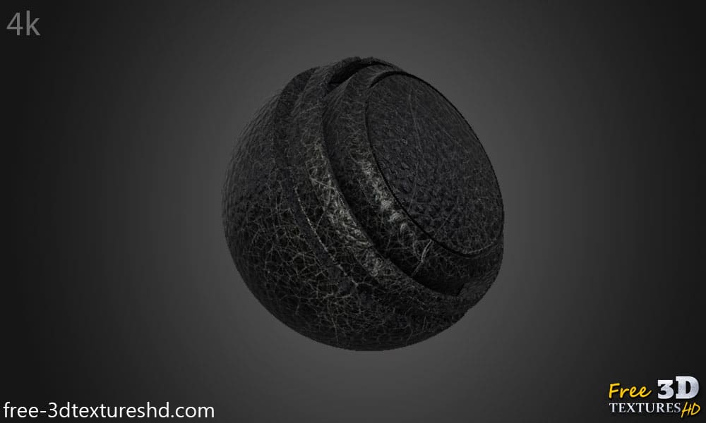 texture  HD 4K en cuir noir rayé - Matériau PBR sans couture pour la texturation 3D