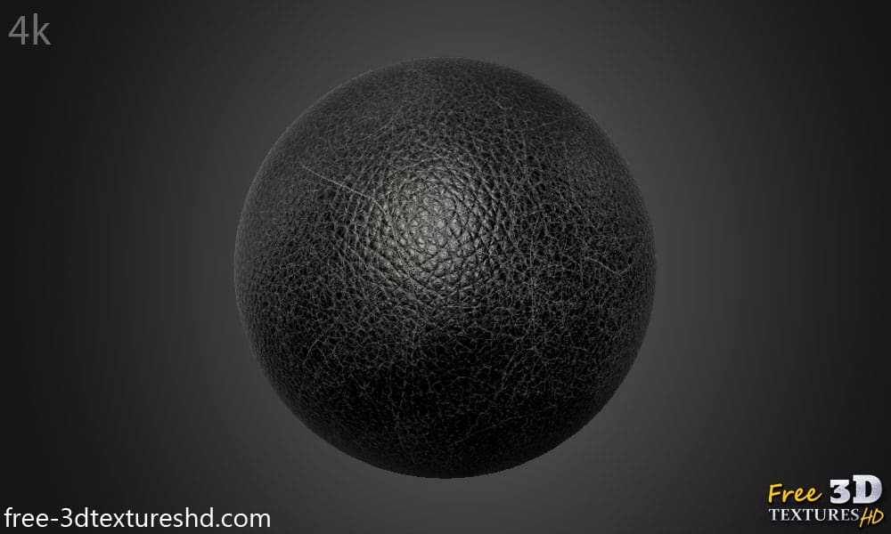 texture  HD 4K en cuir noir rayé - Matériau PBR sans couture pour la texturation 3D
