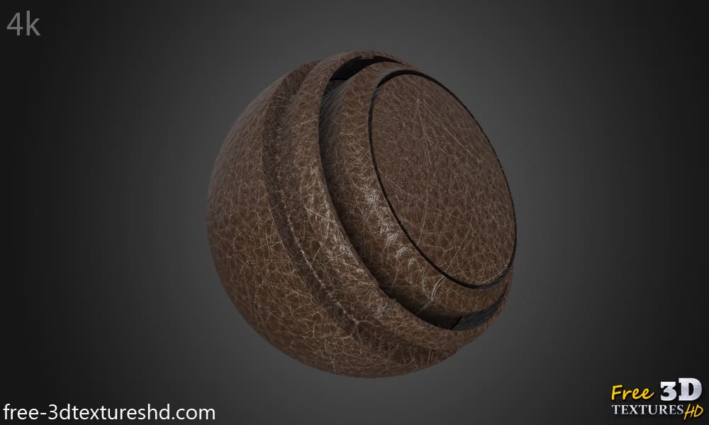 texture HD 4K en cuir marron rayé vintage - Matériau PBR sans couture pour la texturation et le rendu 3D