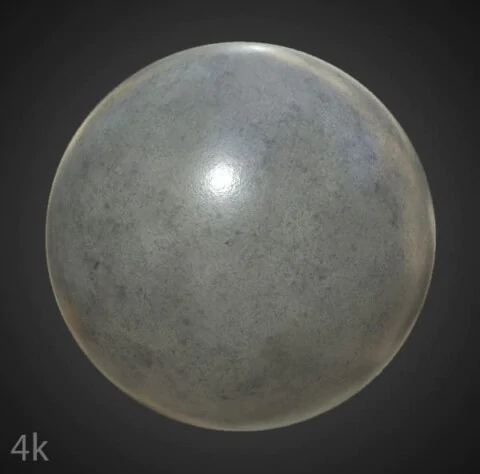 Polished concrete PBR material 3D texture, high resolution, HD 4K, free download with wall render and maps