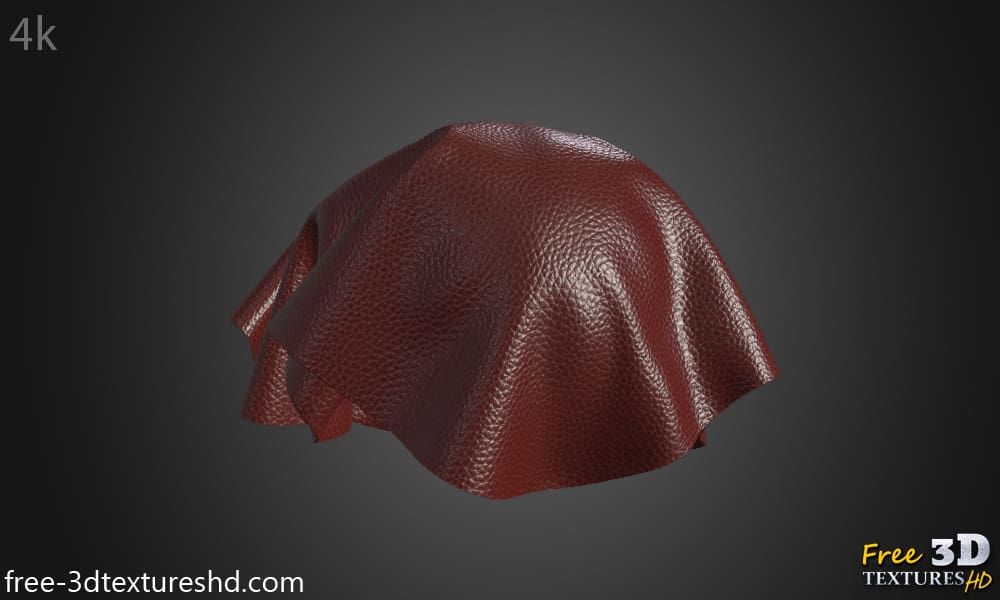texture HD 4K de cuir synthétique marron-rouge - Matériau PBR sans couture gratuit pour la conception 3D