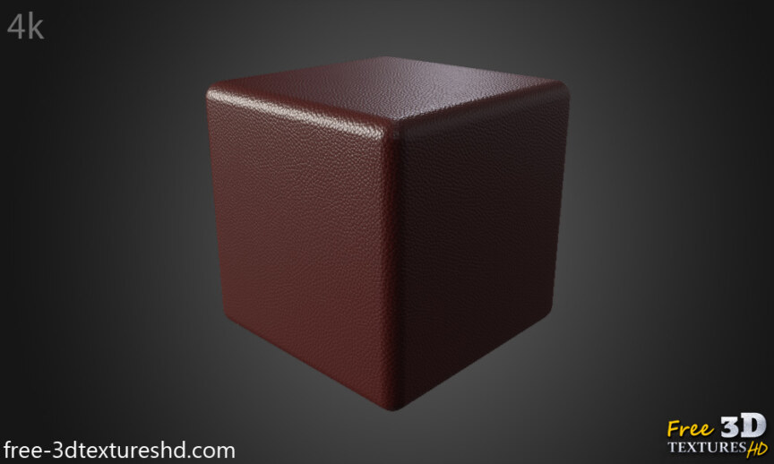 Synthetic-brown-red-leather-3D-Texture-Fabric-Cuir--Seamless-BPR-material-High-Resolution-Free-Download-HD-4k-render-cube