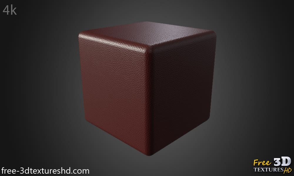 texture HD 4K de cuir synthétique marron-rouge - Matériau PBR sans couture gratuit pour la conception 3D