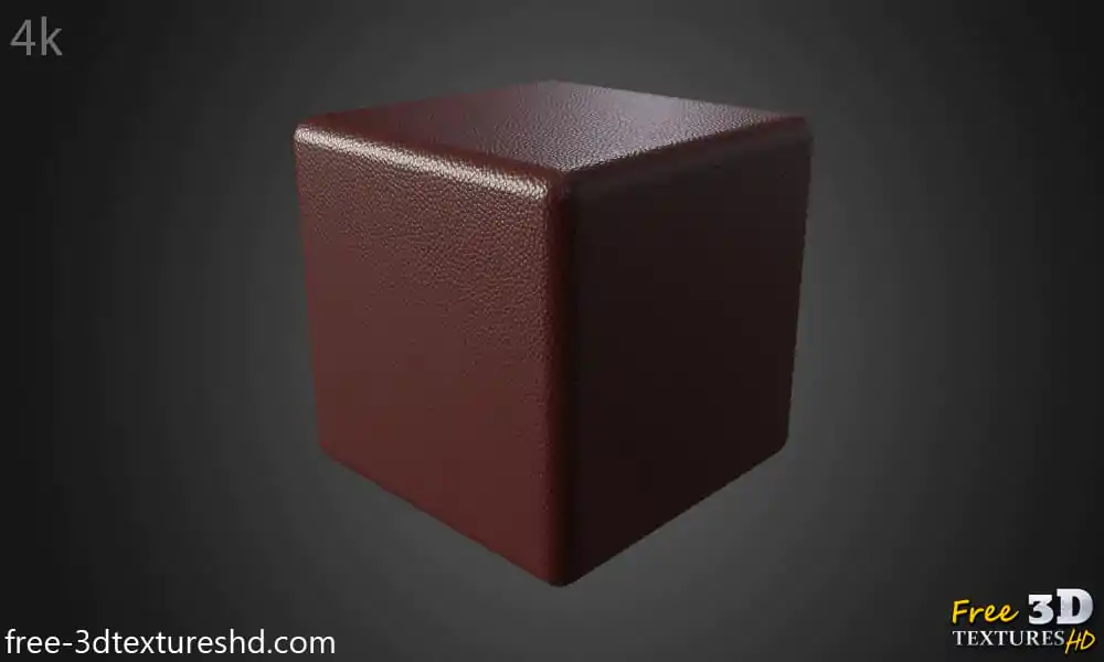 Synthetic-brown-red-leather-3D-Texture-Fabric-Cuir--Seamless-PBR-material-High-Resolution-Free-Download-HD-4k-cube