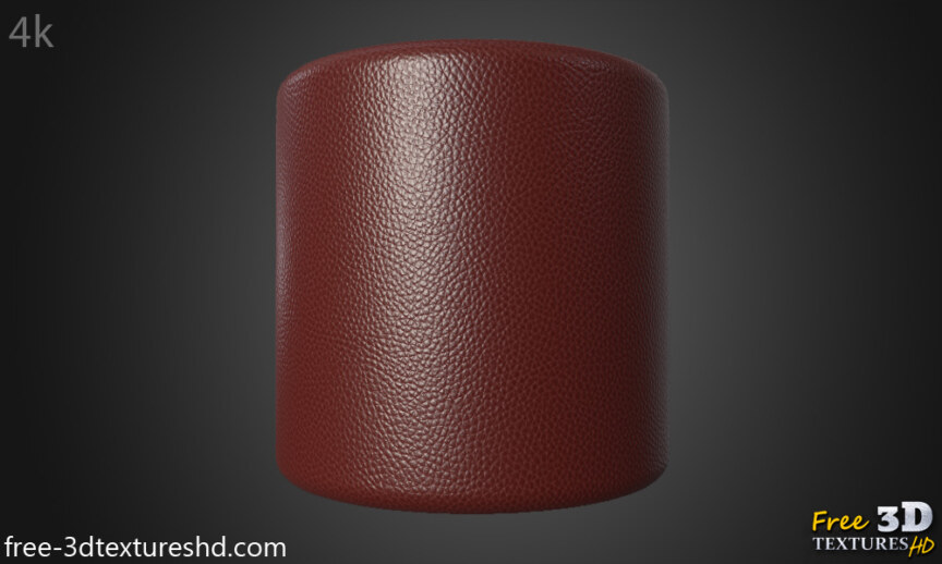 Synthetic-brown-red-leather-3D-Texture-Fabric-Cuir--Seamless-BPR-material-High-Resolution-Free-Download-HD-4k-render-cylindre