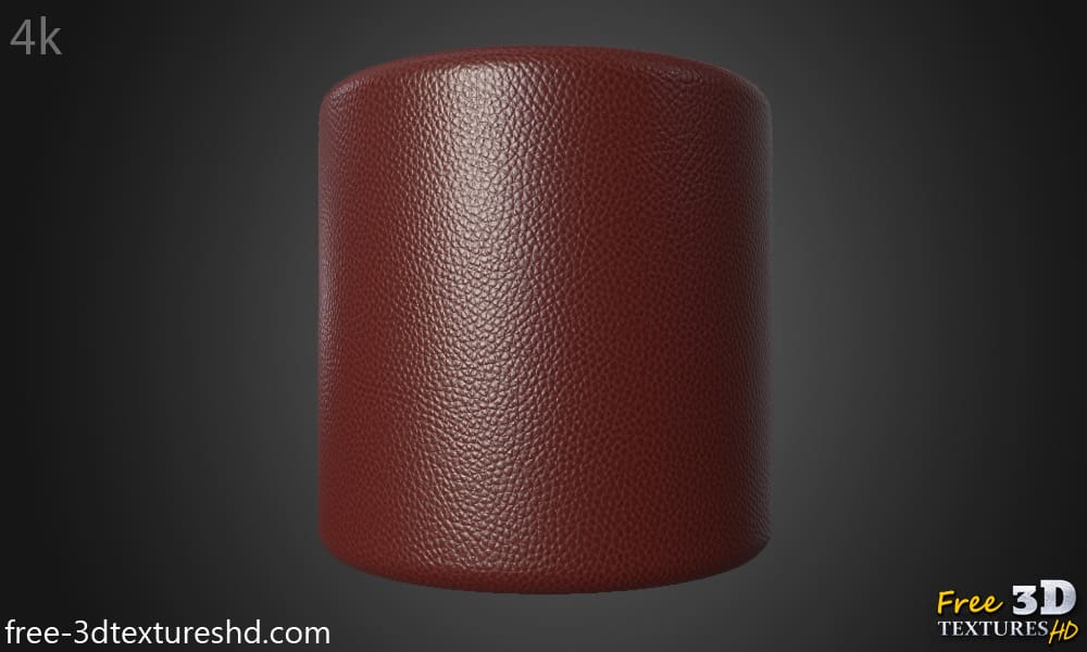 texture HD 4K de cuir synthétique marron-rouge - Matériau PBR sans couture gratuit pour la conception 3D