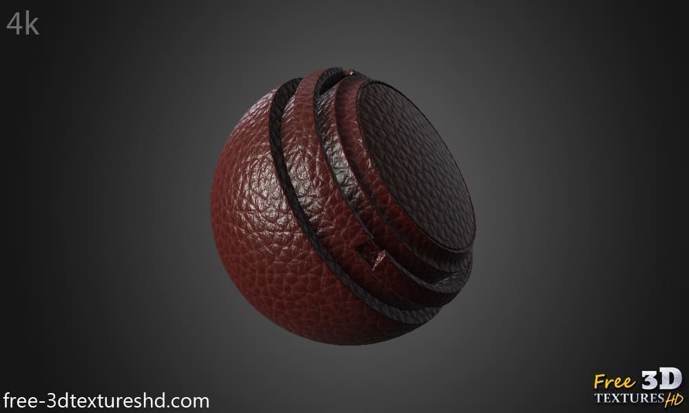 texture HD 4K de cuir synthétique marron-rouge - Matériau PBR sans couture gratuit pour la conception 3D